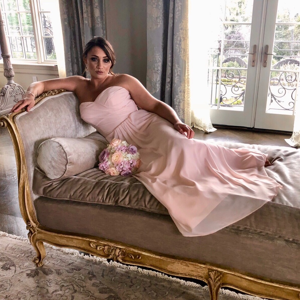 Light Pink Chiffon Strapless Sweetheart Gown
